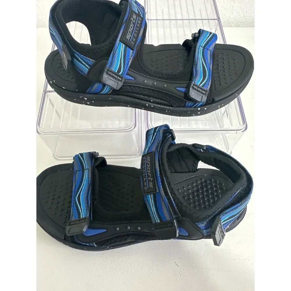 Sports Scotland Kids Sandals Black Blue Adjustable Straps Comfort Shoes